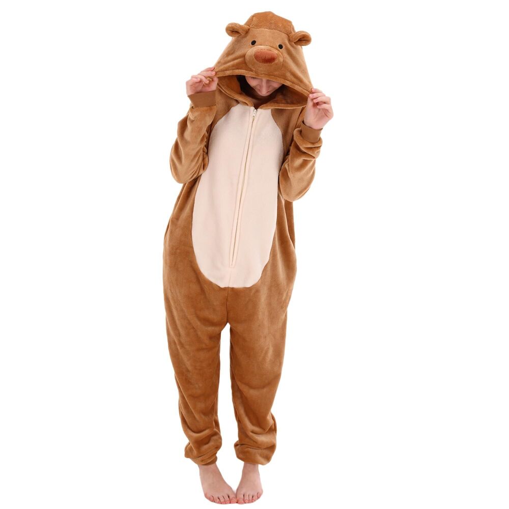 5893 Snug Fit Unisex Adult Onesie Pajamas, Flannel Teddy Bear Cosplay - Picture 2 of 8